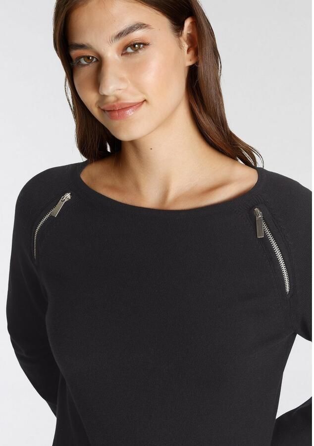 Tamaris Gebreide jurk van viscosemix met trendy ritsen - Foto 2