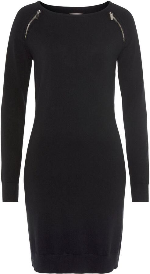 Tamaris Gebreide jurk van viscosemix met trendy ritsen - Foto 5