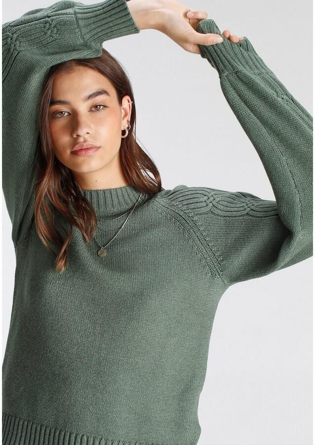 Tamaris Gebreide trui met ronde halslijn en kabelpatroon - Foto 2