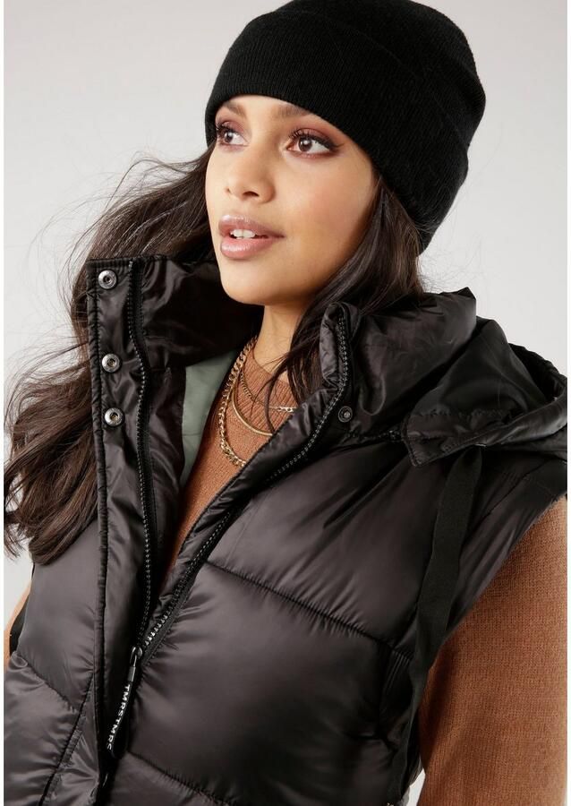 Tamaris Gewatteerde jas met afneembare mouwen en capuchon ook draagbaar als vest