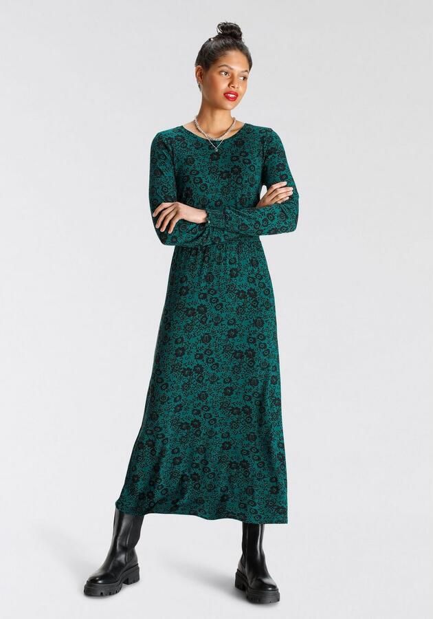 Tamaris Maxi-jurk figuurvolgend van jersey lange mouwen met ronde hals - Foto 4