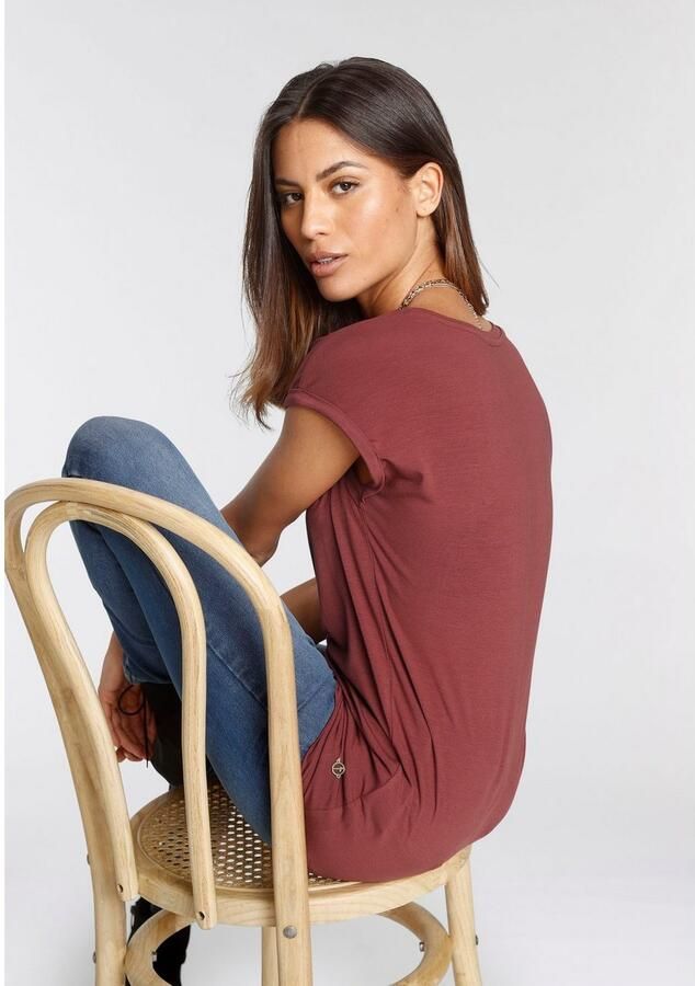 Tamaris T-shirt met ronde halslijn en oversized mouwen - Foto 6