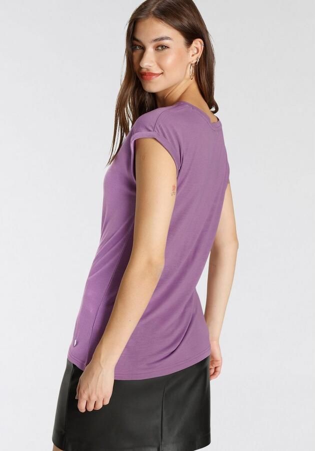 Tamaris T-shirt met ronde halslijn en oversized mouwen - Foto 4