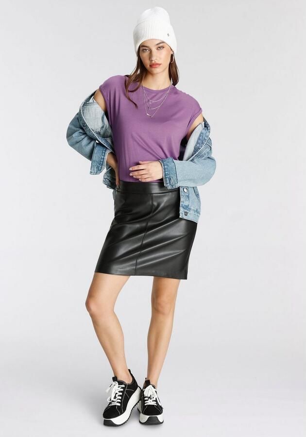 Tamaris T-shirt met ronde halslijn en oversized mouwen - Foto 5