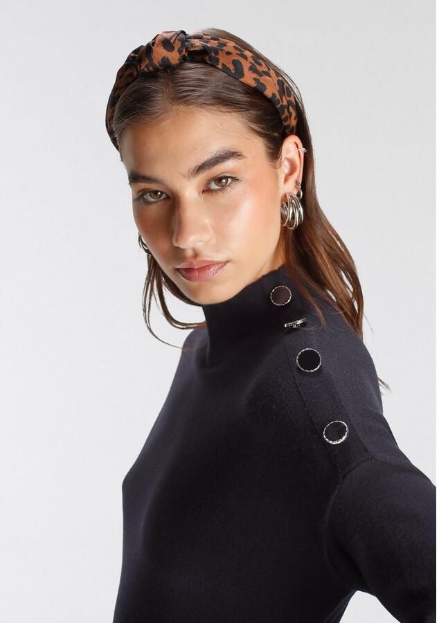 Tamaris Trui met staande kraag met knopen op de schouder - Foto 3