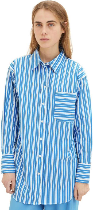Tom Tailor Denim Overhemdblouse dames long-overhemdblouse met een afgeronde zoom