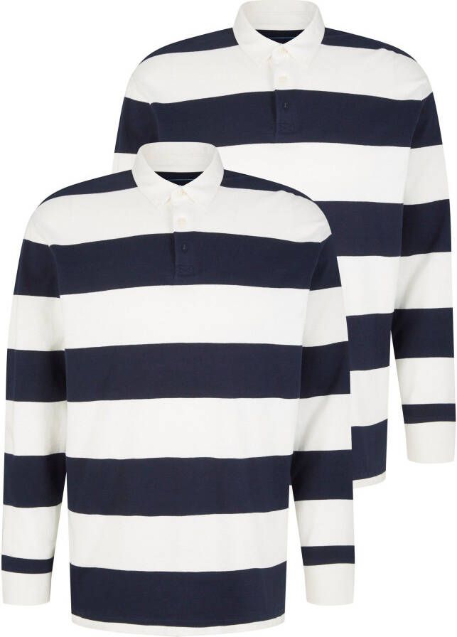 Tom Tailor Denim Poloshirt met lange mouwen model 'relaxed striped'