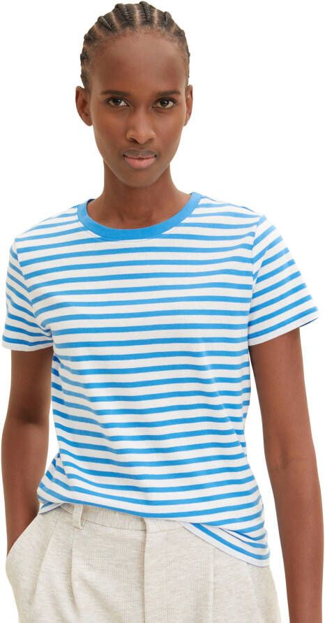 Tom Tailor Denim T-shirt met all-over streepmotief model 'modern stripe'