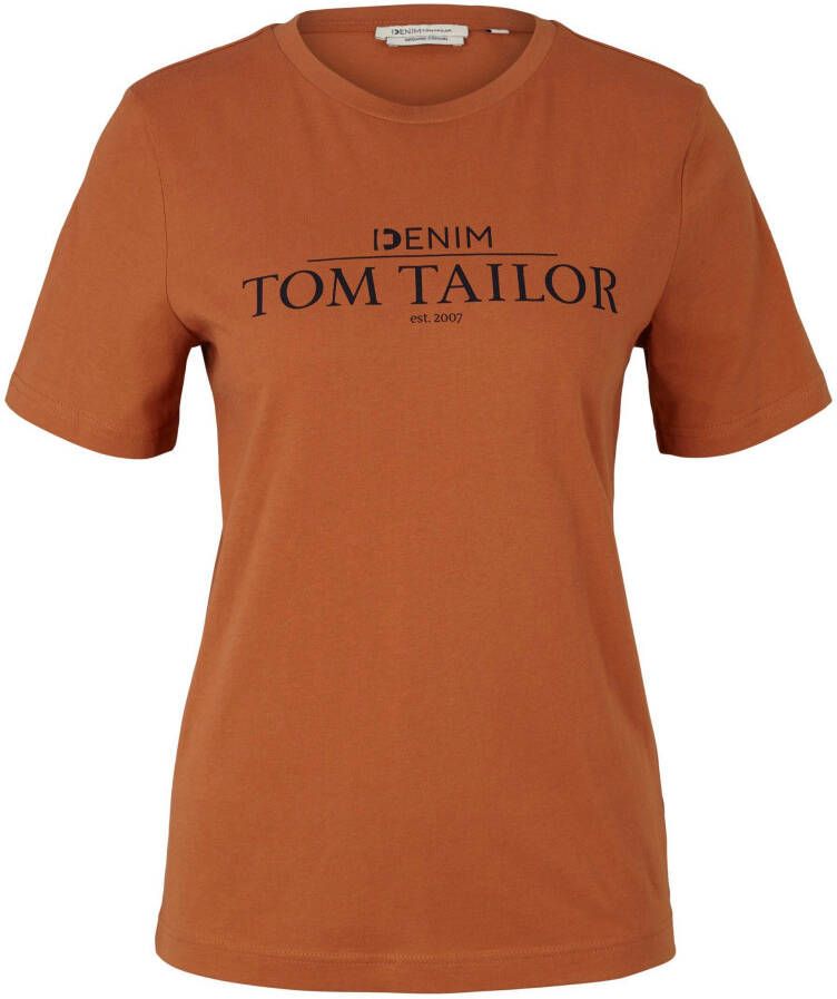 Tom Tailor Denim T-shirt met logoprint op borsthoogte