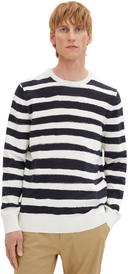 Tom Tailor Gebreide pullover met streepmotief model 'printed stripe knitter'