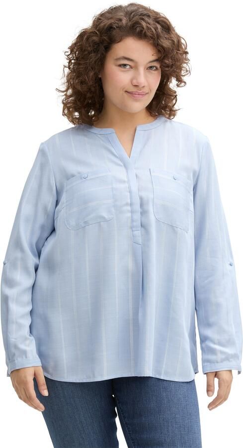 TOM TAILOR MY TRUE ME Blouse met lange mouwen met tuniek-kraag en borstzakken - Foto 5