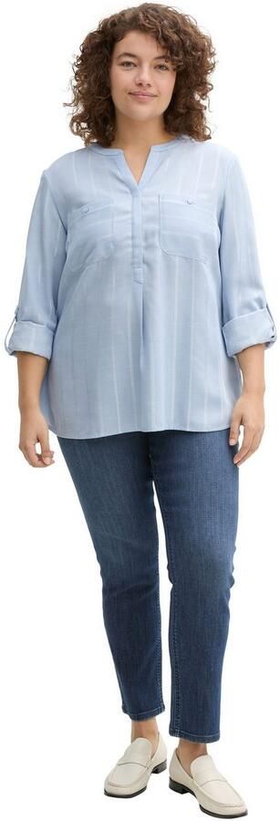 TOM TAILOR MY TRUE ME Blouse met lange mouwen met tuniek-kraag en borstzakken - Foto 4