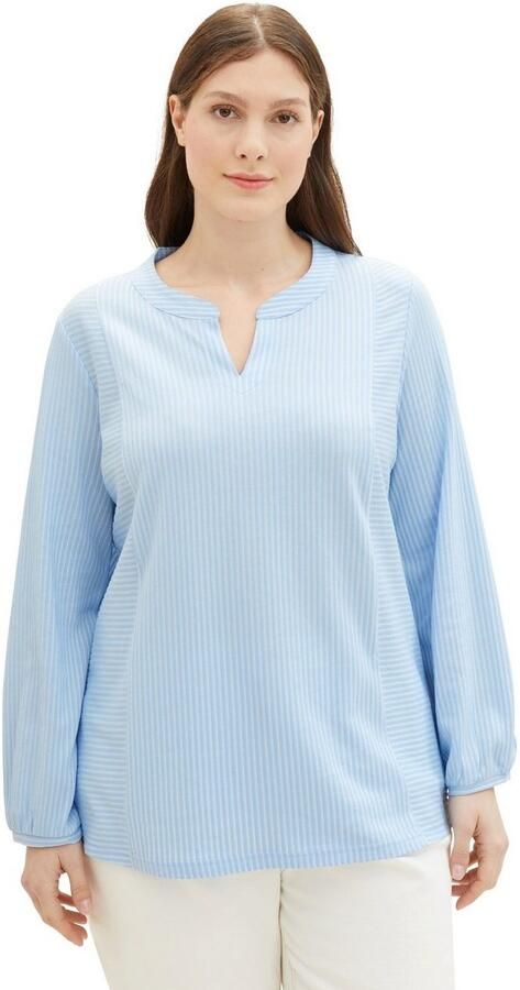 TOM TAILOR MY TRUE ME Shirt met lange mouwen in streepdesign en met v-hals - Foto 3