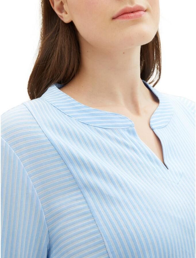 TOM TAILOR MY TRUE ME Shirt met lange mouwen in streepdesign en met v-hals
