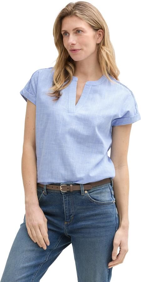 Tom Tailor Blouse met korte mouwen in tuniek-stijl geruit - Foto 6