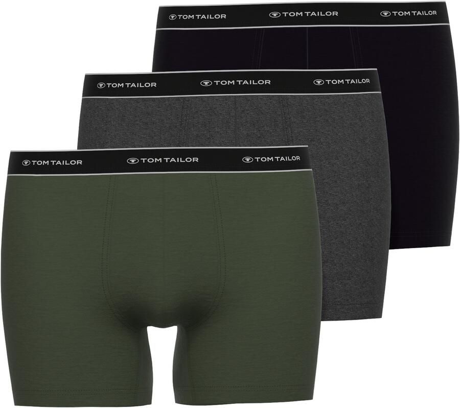 Tom Tailor Boxershort Buffer comfortabel basic nauw ademend logoband katoenmix (3 stuks)