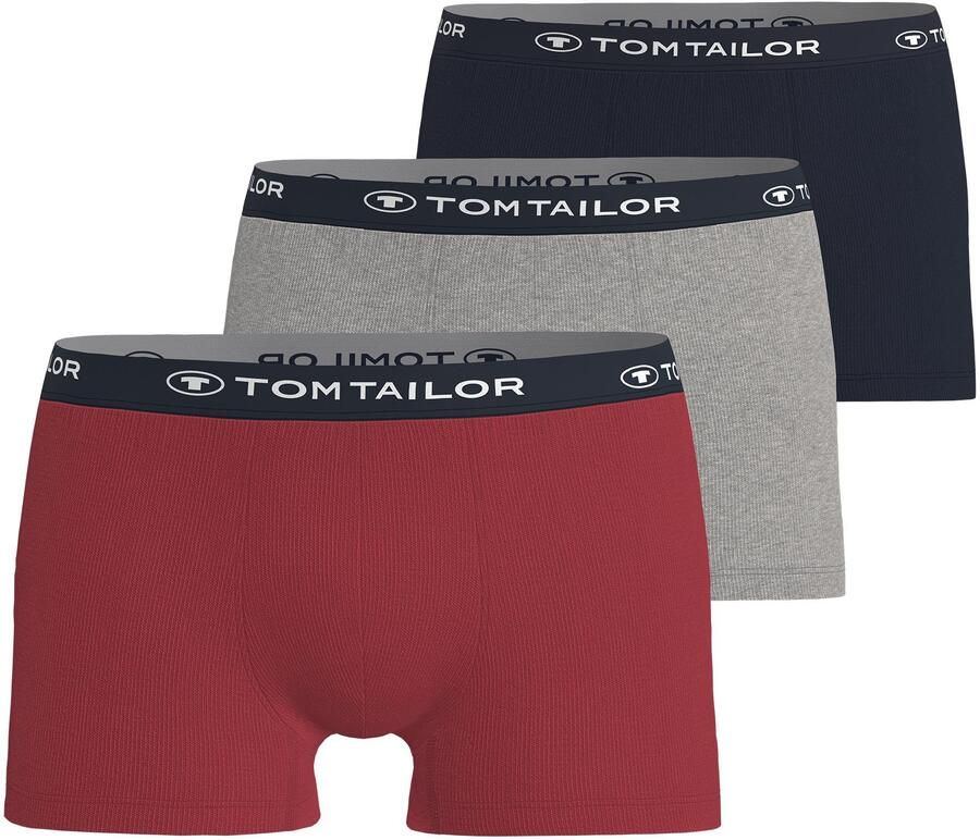 Tom Tailor Boxershort Buffer zacht comfortabel basic smal logoband katoenmix (3 stuks)