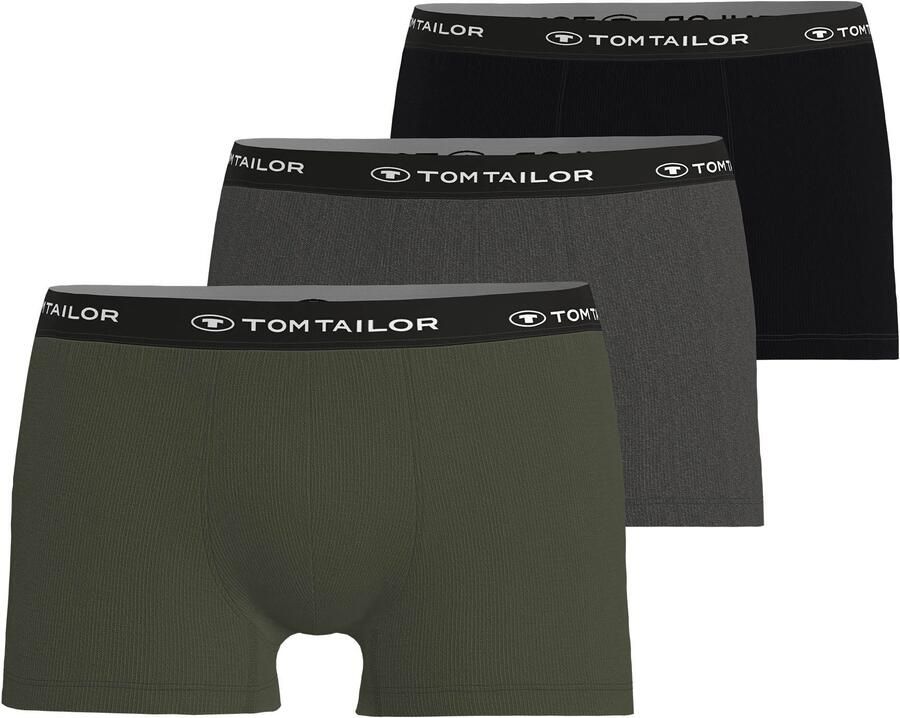 Tom Tailor Boxershort Buffer zacht comfortabel basic smal logoband katoenmix (3 stuks)