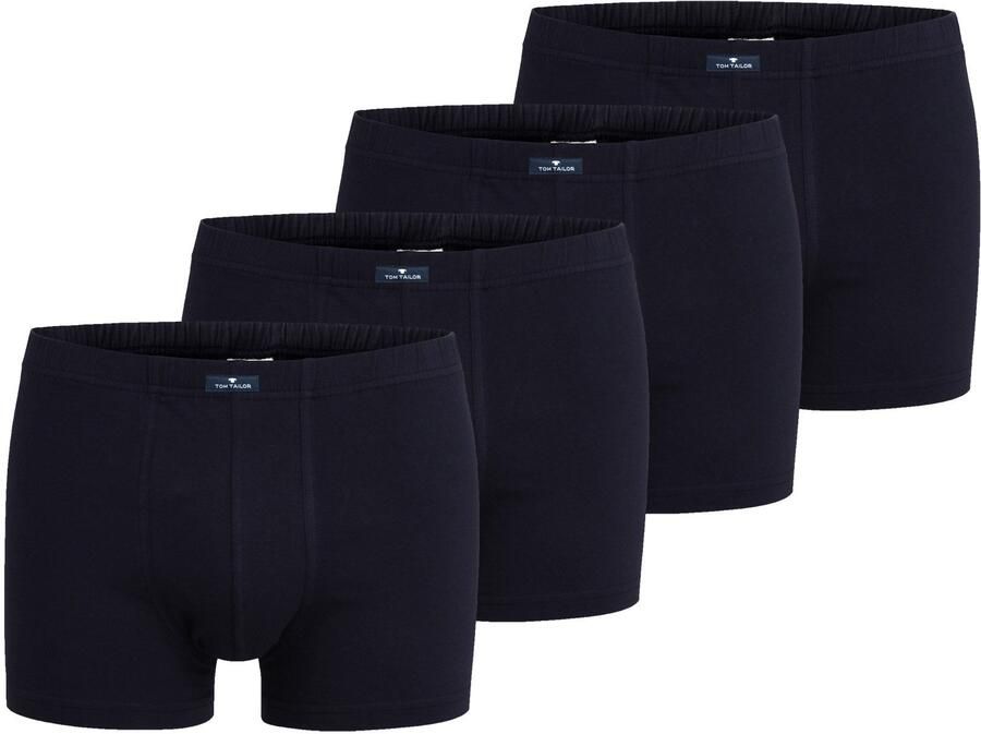 Tom Tailor Boxershort Texas comfortabel basic nauw ademend met logo brede band katoenmix (Set van 4)
