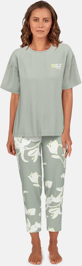 Tom Tailor Capripyjama Kenmare met patroon korte mouwen ronde hals lange broek viscosemix (2-delig) - Foto 5