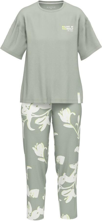 Tom Tailor Capripyjama Kenmare met patroon korte mouwen ronde hals lange broek viscosemix (2-delig) - Foto 4