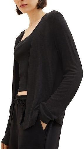 Tom Tailor Gebreid jack van viscosemix met opengewerkt design - Foto 2