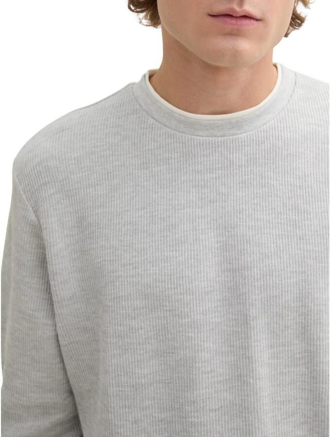 Tom Tailor Denim 2-in-1-shirt met lange mouwen met ribstructuur - Foto 2