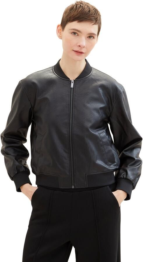 Tom Tailor Denim Blouson Bomberjack van kunstleer met insteekzakken - Foto 6