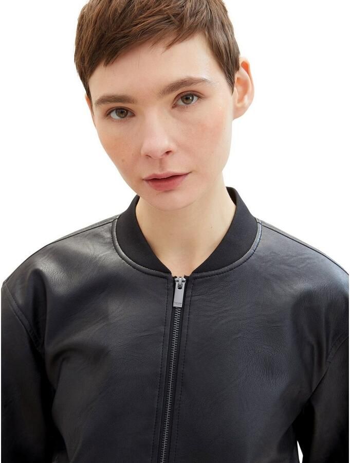 Tom Tailor Denim Blouson Bomberjack van kunstleer met insteekzakken