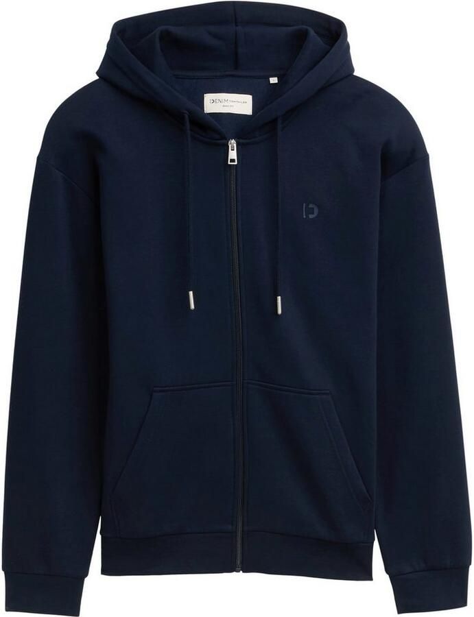 Tom Tailor Denim Capuchonsweatvest met geborduurd logo