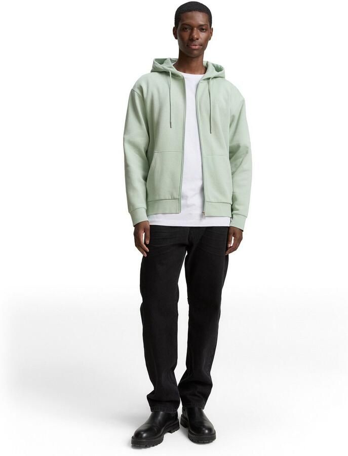 Tom Tailor Denim Capuchonsweatvest met geborduurd logo