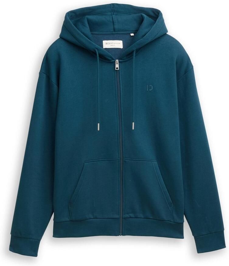 Tom Tailor Denim Capuchonsweatvest met geborduurd logo