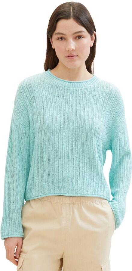 Tom Tailor Denim Gebreide trui in korte vorm en met mooie structuur - Foto 6