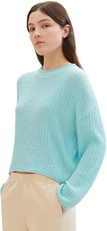 Tom Tailor Denim Gebreide trui in korte vorm en met mooie structuur - Foto 3