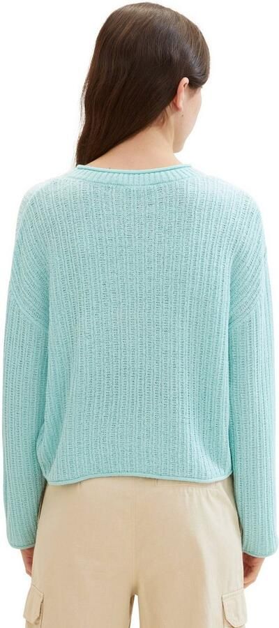 Tom Tailor Denim Gebreide trui in korte vorm en met mooie structuur - Foto 4