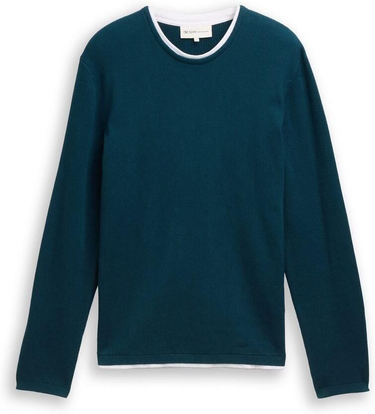 Tom Tailor Denim Gebreide trui met 2-in-1 halslijn