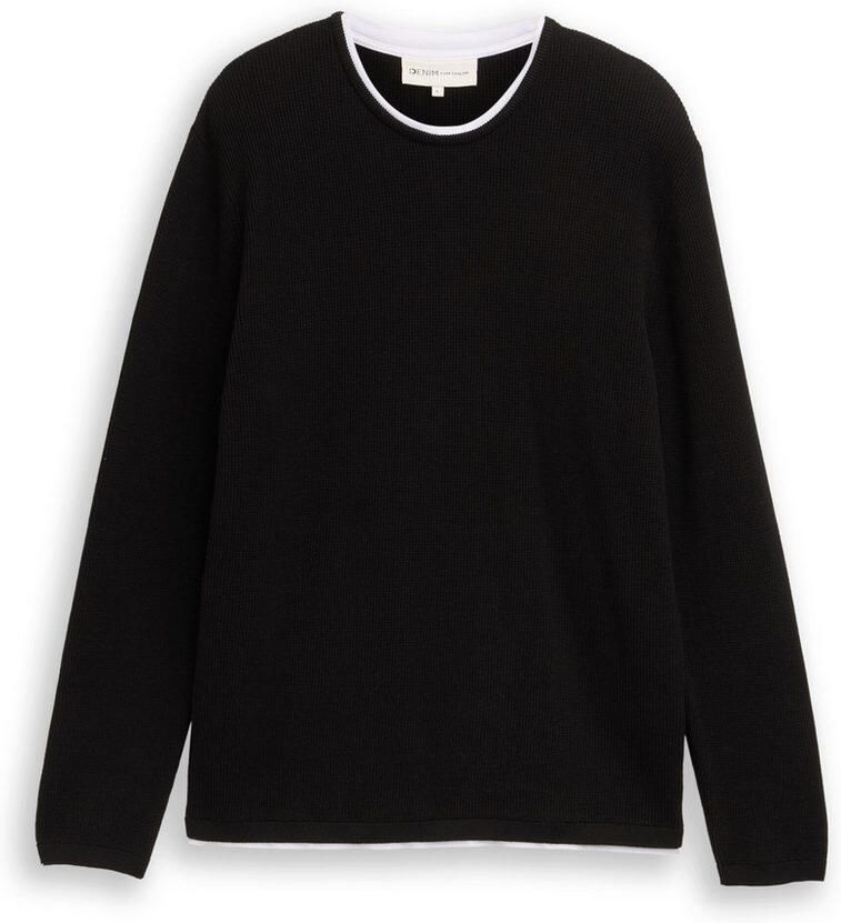 Tom Tailor Denim Gebreide trui met 2-in-1 halslijn