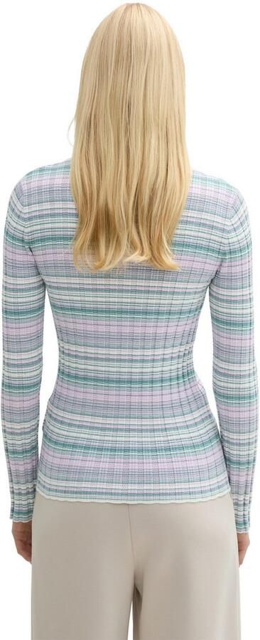 Tom Tailor Denim Gebreide trui met staande kraag en streeplook - Foto 4