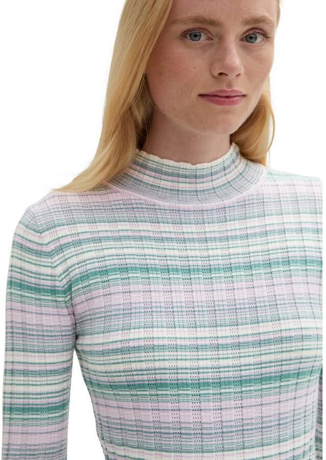 Tom Tailor Denim Gebreide trui met staande kraag en streeplook