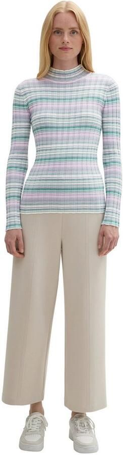 Tom Tailor Denim Gebreide trui met staande kraag en streeplook - Foto 3