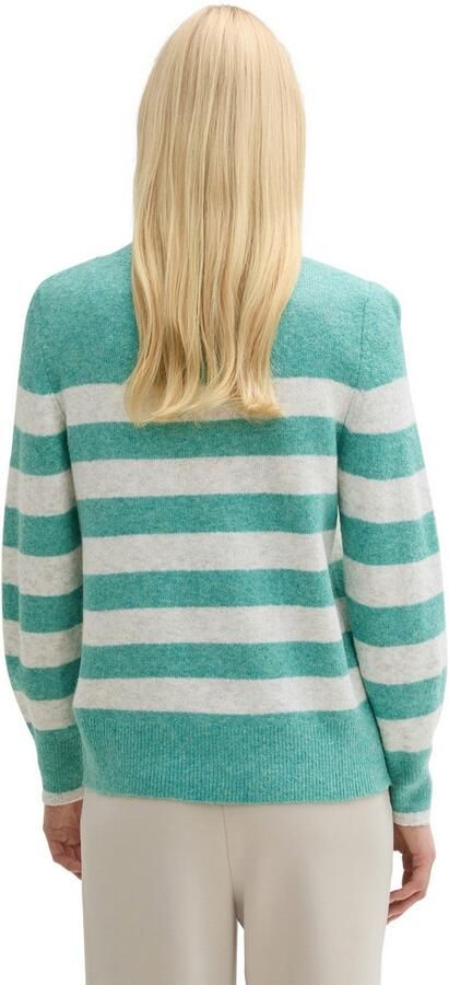 Tom Tailor Denim Regular fit gebreide pullover met ronde hals en streepmotief - Foto 3