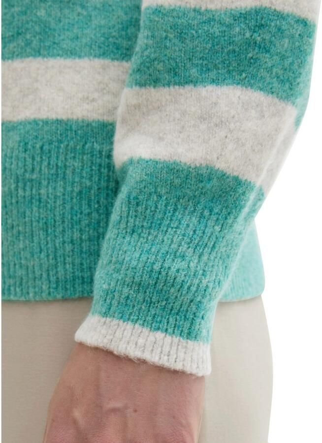 Tom Tailor Denim Regular fit gebreide pullover met ronde hals en streepmotief - Foto 2