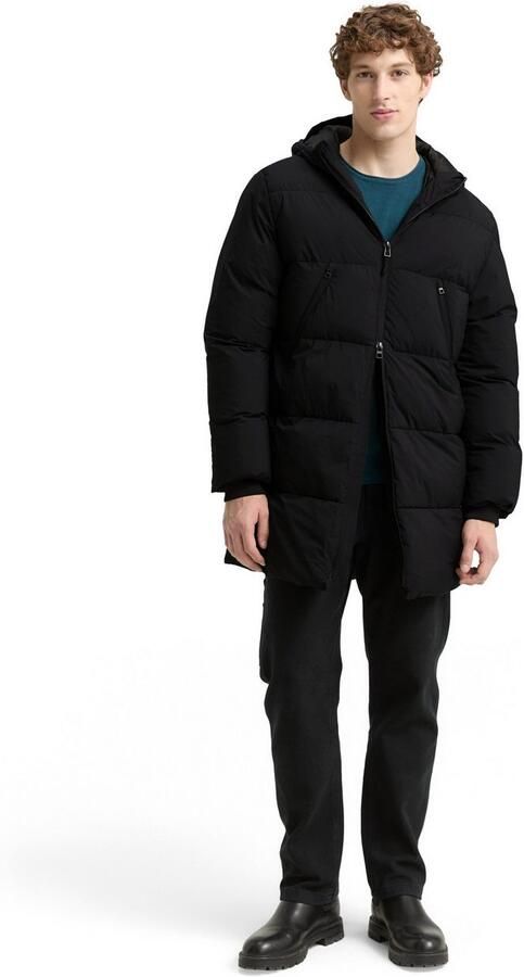 Tom Tailor Denim Regular fit gewatteerde lange jas met capuchon - Foto 4