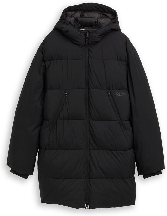 Tom Tailor Denim Regular fit gewatteerde lange jas met capuchon