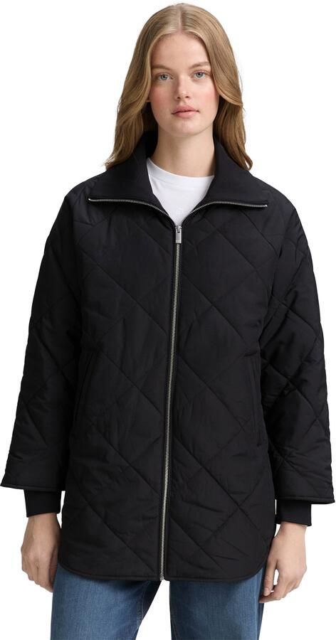 Tom Tailor Denim Relaxed fit lange gewatteerde jas met opstaande kraag - Foto 6