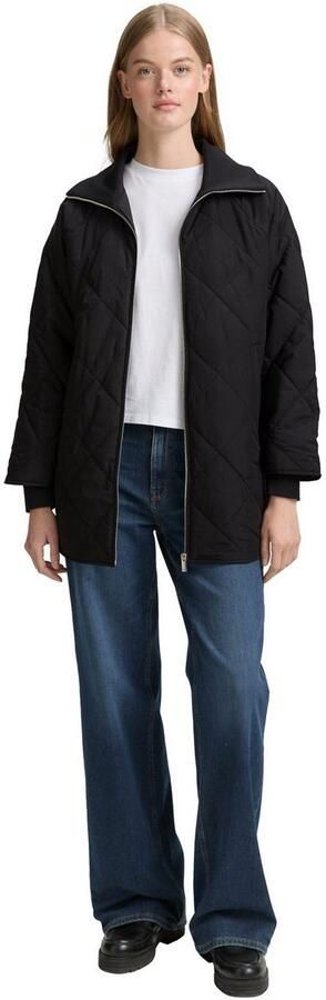 Tom Tailor Denim Relaxed fit lange gewatteerde jas met opstaande kraag - Foto 5