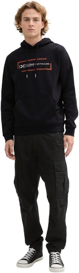 Tom Tailor Denim Regular fit hoodie van katoenmix met labelprint - Foto 4