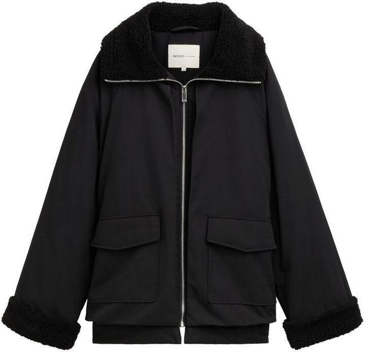 Tom Tailor Denim Regular fit jack met opgestikte klepzakken en teddybont - Foto 2