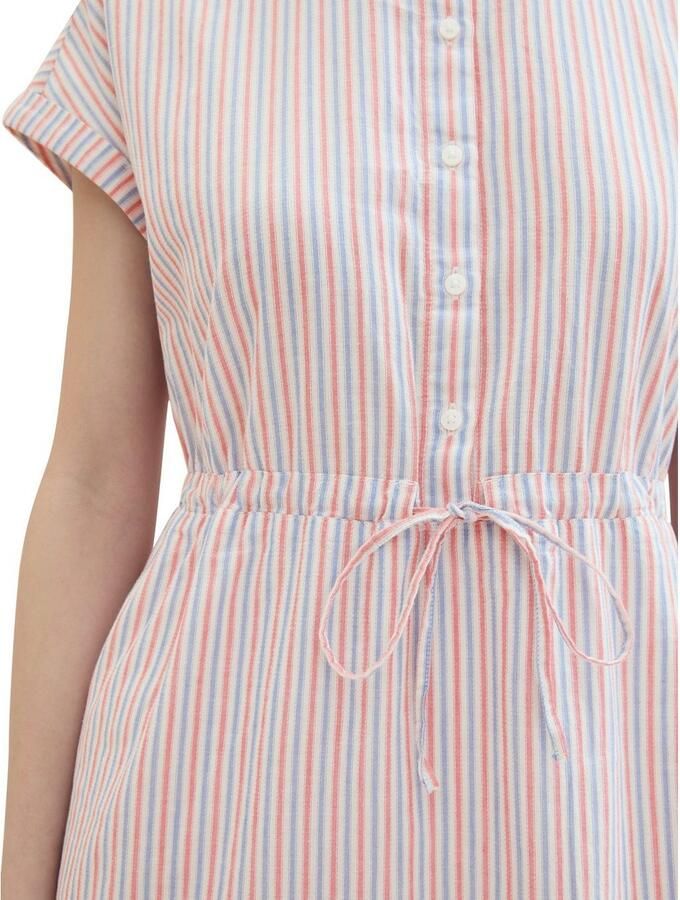 Tom Tailor Denim Jurk met overhemdkraag Zomerjurk in strepen dessin