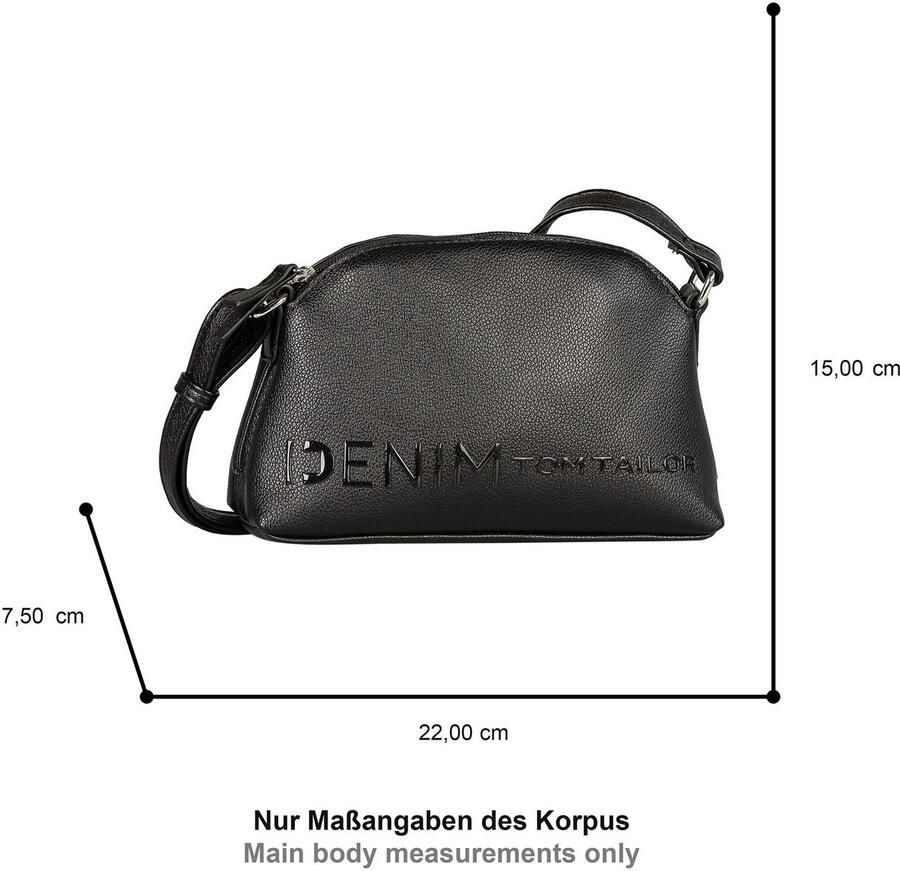 Tom Tailor Denim Schoudertas Zephyra zacht materiaal uitvoerige gekleurde randen fijn glinsterende siliconenlogo